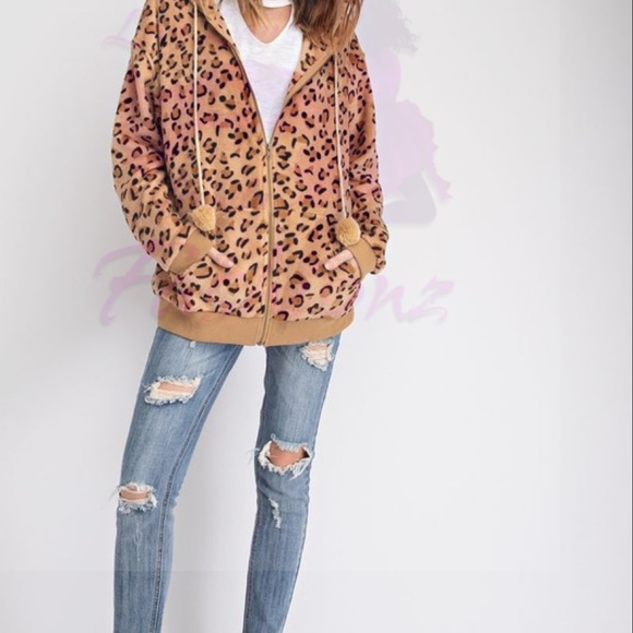 Animal Printed Fur Jacket- CAMAL - Picture 6 of 6